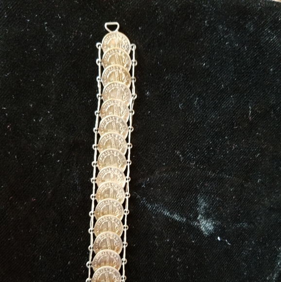 Antique 750 Silver Centavos Mexican Coin Link Brac - Picture 4 of 5